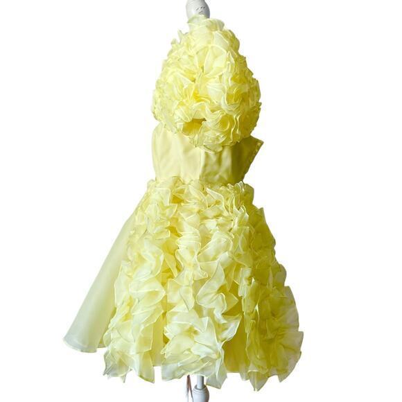 NWT Selkie Twinkie Paris Mini Babydoll Dress‎ Puff Sleeve Yellow Size S - Picture 5 of 9